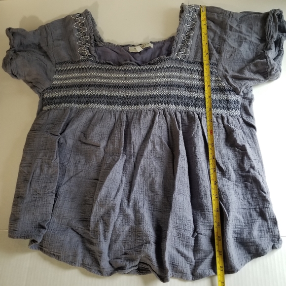 Hayden Embroidered Cottagecore Top M Gray - Picture 2 of 8